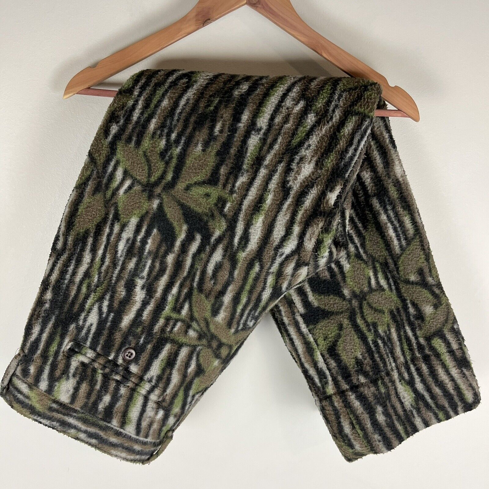 VTG Cabelas Whitetail Medium fleece camo bark heavyweight pants USA made 34 x 29