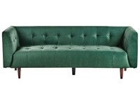3-Sitzer Sofa Stoffbezug GrüN Gesteppt Mit Hohen Holzbeinen Retro Byske