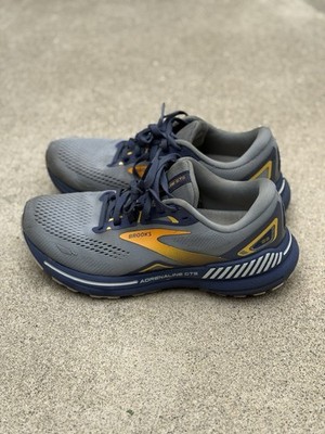 Brooks Adrenaline GTS 23 Grey Blue Orange Mens Size 7.5 Athletic Running Shoes