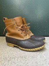 LL Bean Mens 8" Duck Bean Boots Sz 10 M Unlined Leather Brown Waterproof USA