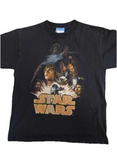 Vintage Y2K Star Wars Poster Boys Shirt Size 7/8 Darth Vader Luke Skywalker Tee