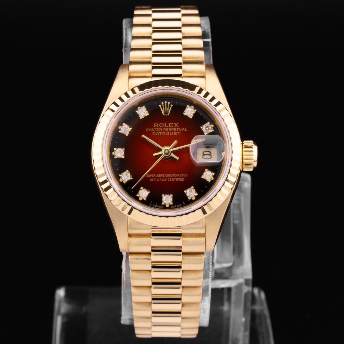 Rolex Lady-Datejust 26, 69178, Yellow Gold, Red Vignette Diamond