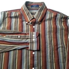 Alan Flusser XL Multicolor Stripe Button-Down Long Sleeve Shirt Casual Cotton
