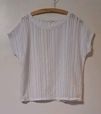 Opus Damen Shirt, Weiß, Lochmuster, Brustweite ca 54cm ,Länge ca 55 cm×