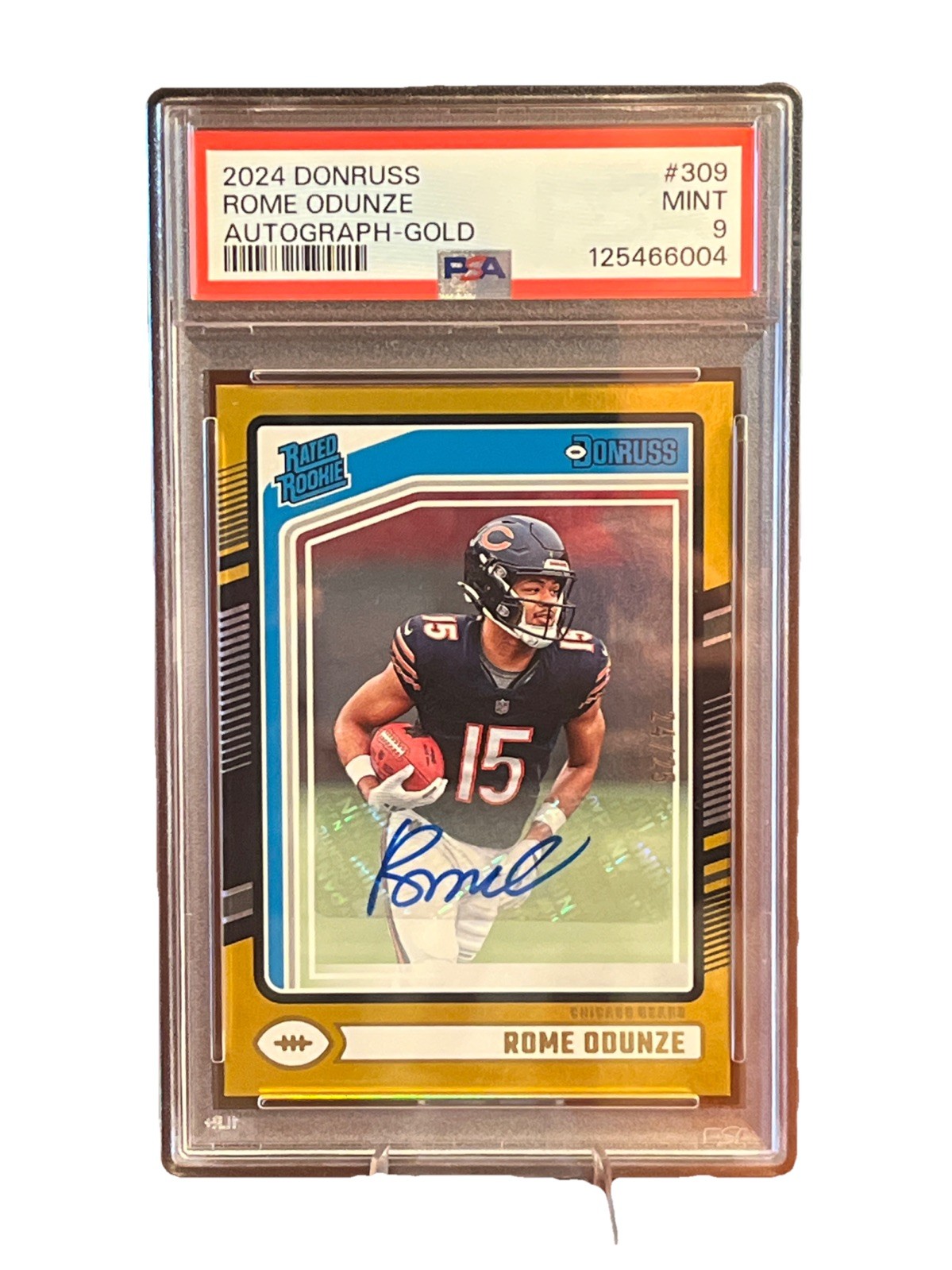 2024 Panini Donruss - Rated Rookie Rome Odunze #309 Gold Autographs /25 (AU, RC)
