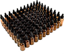 2oz Glass Dropper Bottle Amber Set 80 Pack for Essential Oils Lab Chemicals