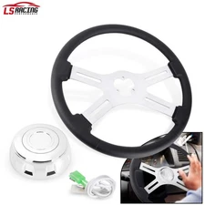 18"Truck Steering Wheel Chrome 4 Spoke for Freightliner/Kenworth/Peterbilt/Volvo