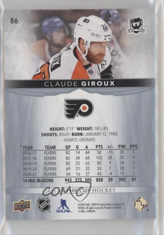 2021-22 Upper Deck The Cup /249 Claude Giroux #86 - Image 2 of 2