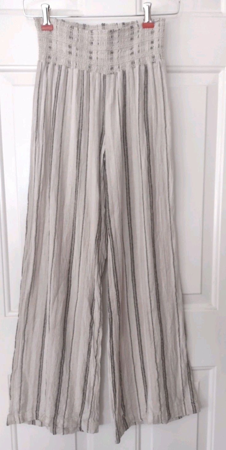 Rewash American Original brand womens M pant linen blend pullon flare leg stripe