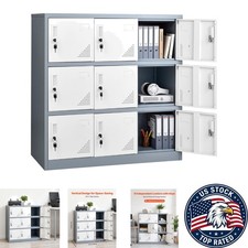 Multi-Purpose 9-Door Metal Locker with 2 Keys Each - Ideal for Shared Spaces
