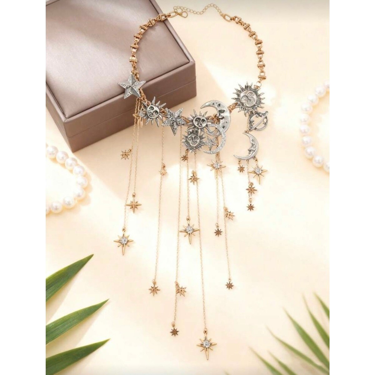 Mystic Celestial Sun Moon Star Gold/Silver Tone Large Statement