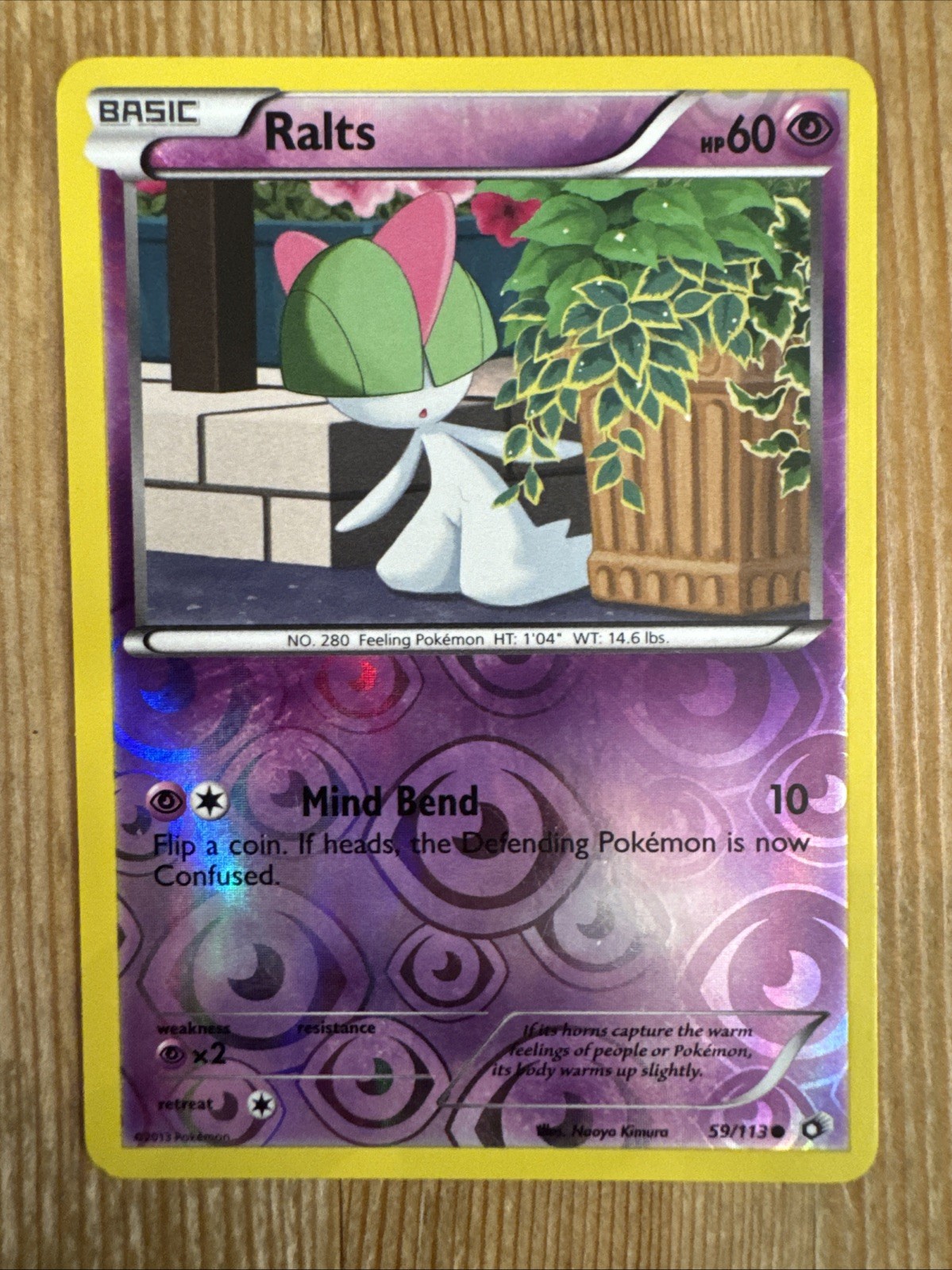 Ralts - 59/113 - Common Reverse Holo LP, English Pokemon Legendary Treasures