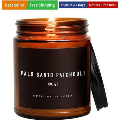 Palo Santo Patchouli Candle - Vanilla, Musk, Sandalwood, Patchouli Scented So...