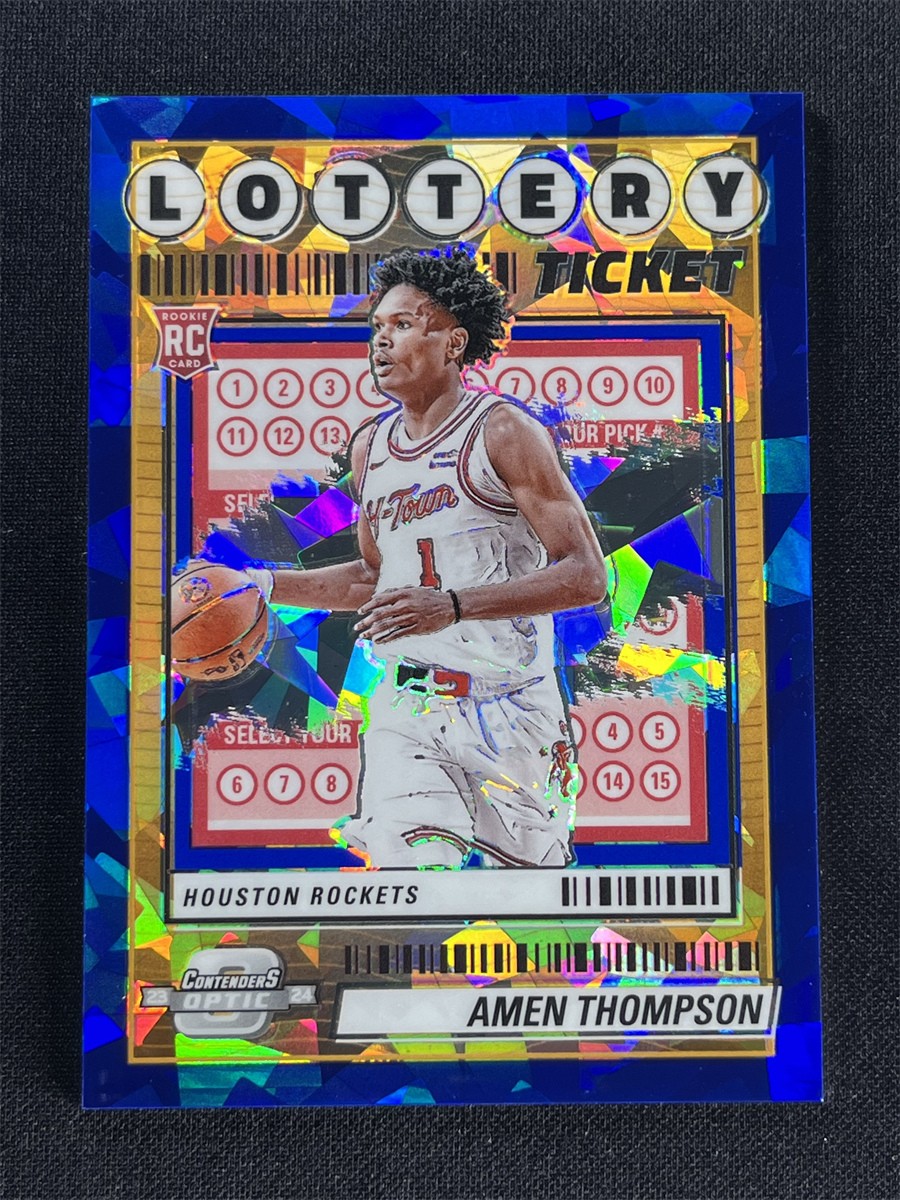 2023-24 Panini Contenders Optic Amen Thompson #11 Blue Ice Lottery Ticket RC /75