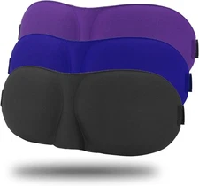 Sleep Mask Pack of 3, 100% Block Out Light, 3D Eye Masks for Multi-color 