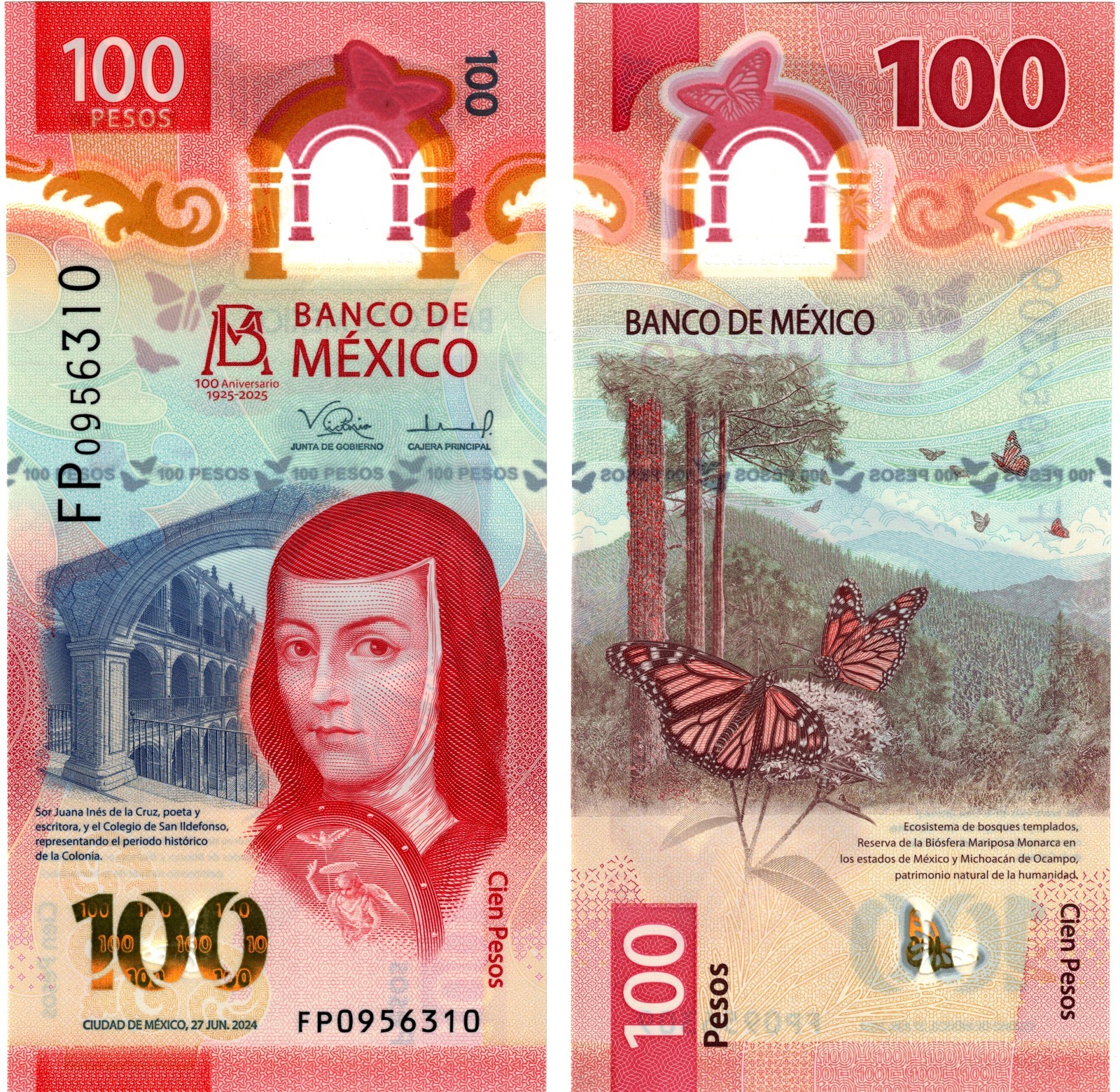 2025 Mexico 50 to 1000 Pesos P138 to P142 UNC Banknote Commemorative  Full set