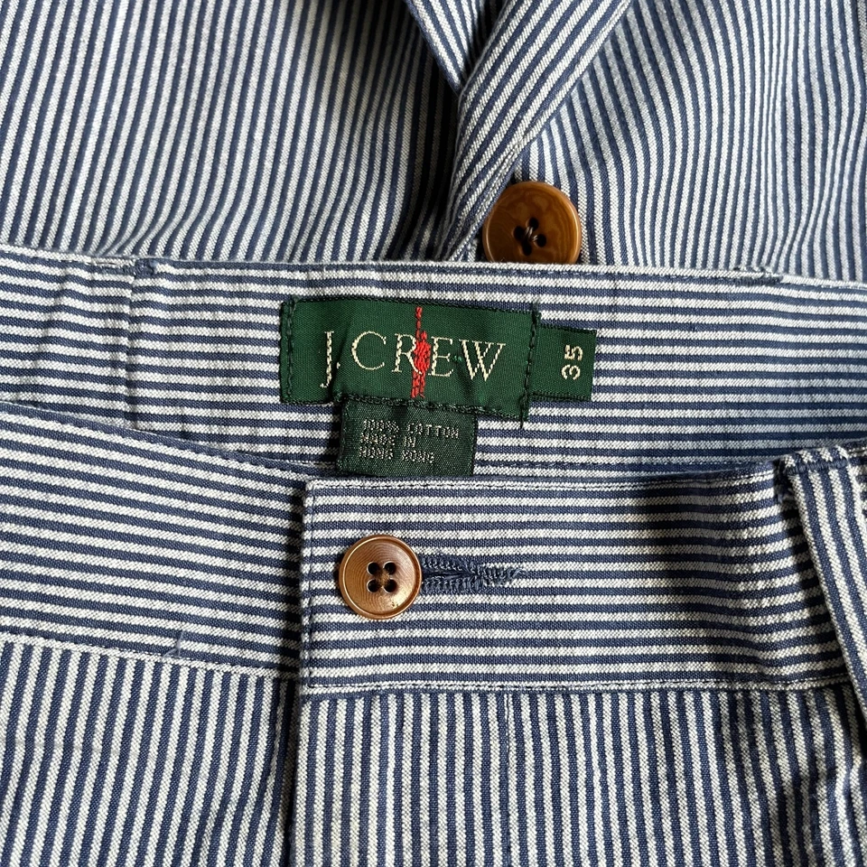 J Crew Oarsman 泡泡纱套装男式 44L 蓝色条纹夹克 34x32 裤子复古 — 第 2/4 张图片