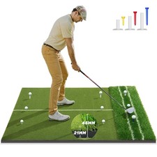 Premium Dual-Turf Golf Mat: Upgraded 5 x 4ft Golf Hitting Mat, Alignment  An...