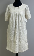 NWT Old Navy Womens Cream Eyelet Smocked Shift Dress Short Sleeve Sz L Reg 44.90