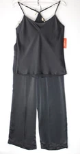 STATE OF DAY Silky Cami Pant Set Size Large Ebony Grey Polyester Retail $74.50