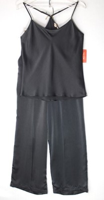 STATE OF DAY Silky Camisole Pant Set Size XL Ebony Grey Polyester Retail $74.50