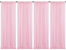 Pink Sequin Curtains 4 Pcs 2FTx8FT Sequin Photo Backdrop Wedding Glitter Fabr...