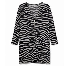 Michael Kors Zebra Print Quarter Zip Dress Womens Medium Stretch Bodycon Mini
