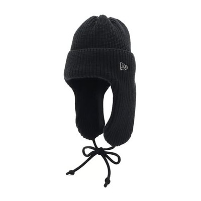 New Era Free Basic Cuff Knit Trapper Hat Black Warm and Cold WeatherJapan
