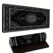 40 90cm Black Persian Rug Mouse Pad  Desk Mat - Non-Slip Rubber Base, Durable P