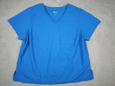 Koi Womens Size 3X Blue CUREOLOGY V-Neck Medical Scrub Top