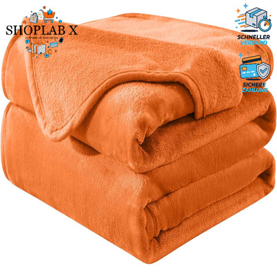 Kuscheldecke Flauschig XXL 220x240cm Orange Warm für Sofa Couch Hundedecke