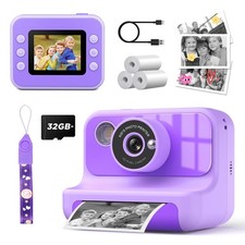 Instant Print for , 1080P Digital Video Cameras, Christmas Birthday Gifts Toy...