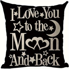 I Love You to the Moon and Back Pillow Cover Valentine's Day Gift Cushion Case