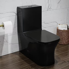 Concorde 1-Piece Square Toilet Dual Flush in Glossy Black 1.1/1.6 Gpf