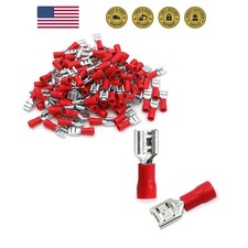 1/4" Female Quick Disconnect Spade Terminals 22-16 AWG 100-Pack