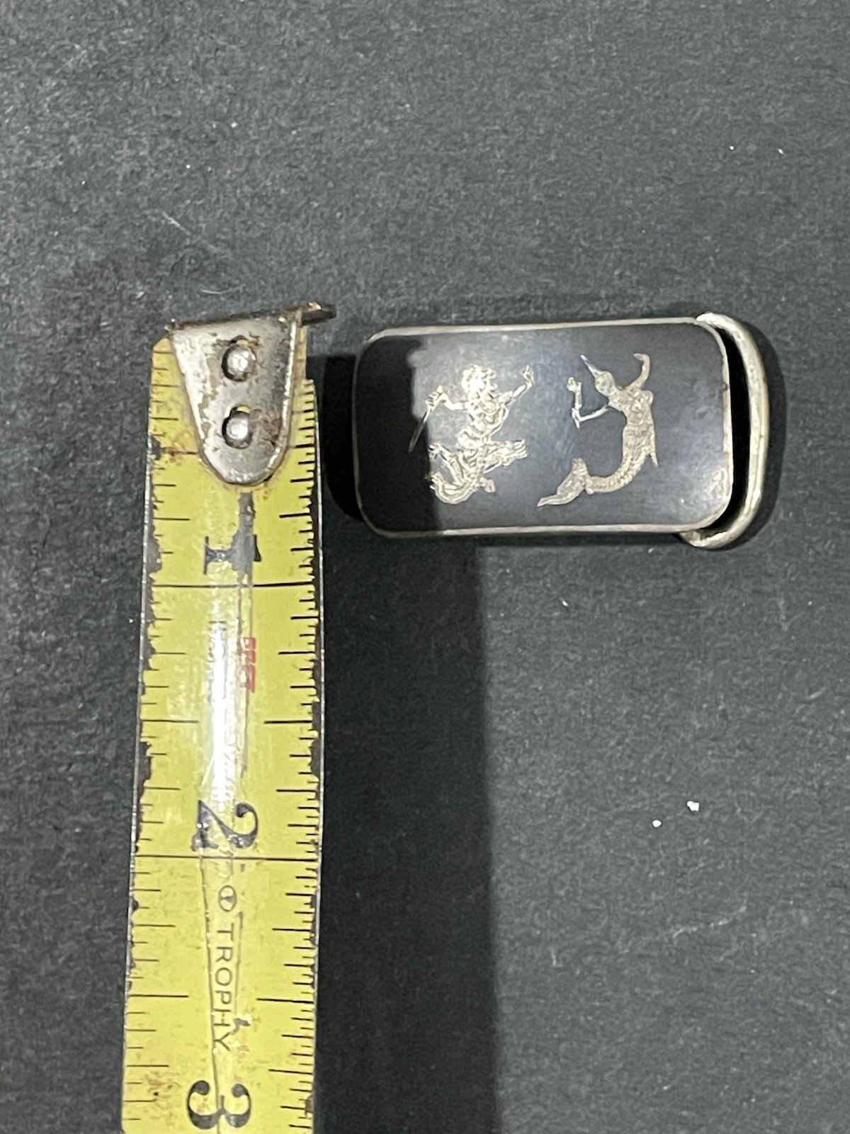 Vintage Solid Sterling Silver Black Nielloware En… - image 4