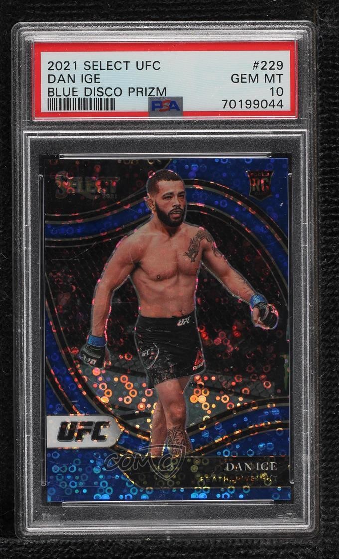 2021 Select UFC Octagonside Blue Disco Prizm 27/99 Dan Ige PSA 10 GEM MT 5ov