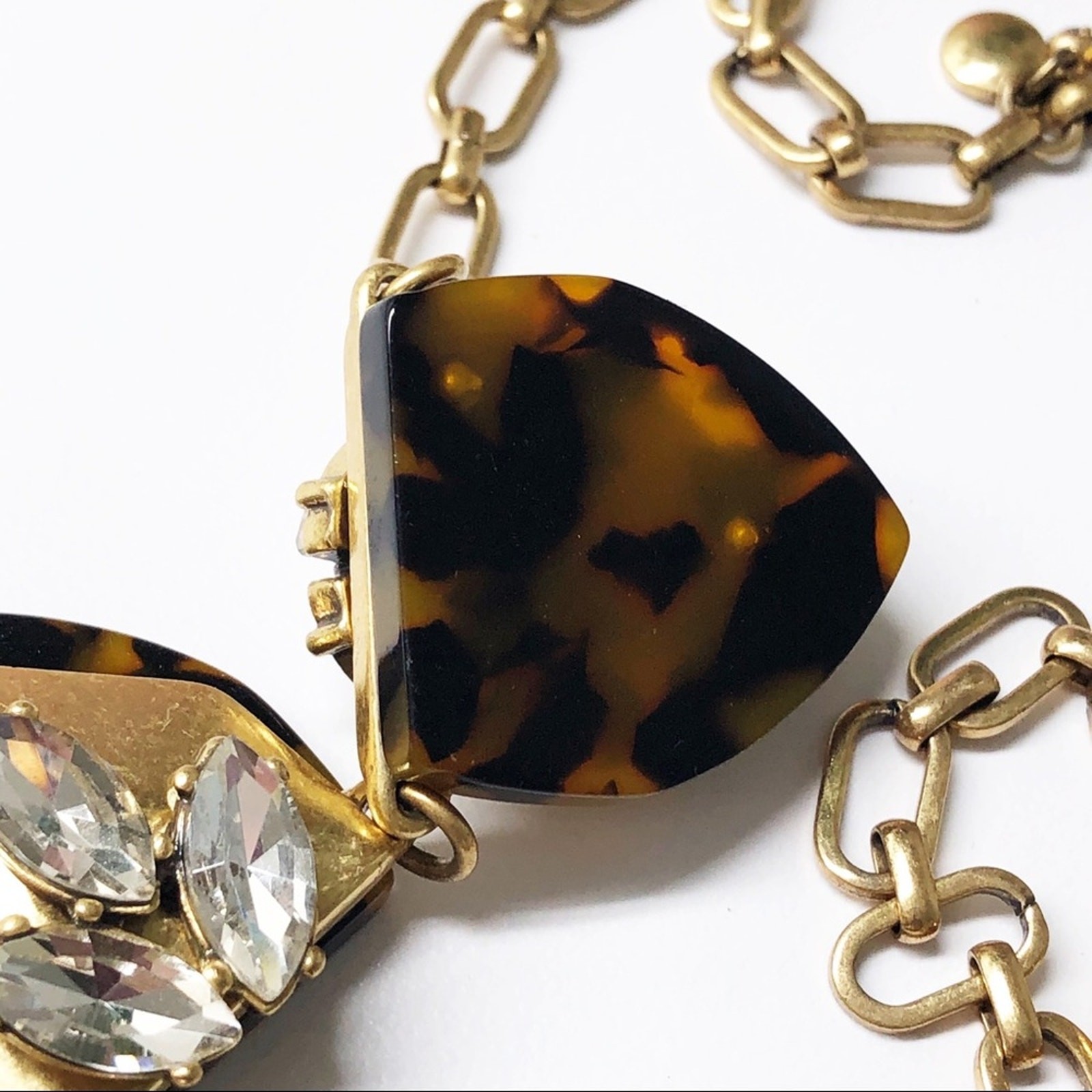 J. Crew Tortoise Shell Crystal Statement Necklace - image 2