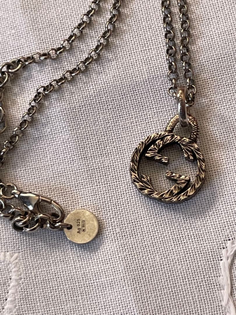 Auth GUCCI Necklace Interlocking G Arabesque Unis… - image 2