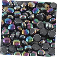 Iridescent Glass Mosaic Tiles for Crafts, 200g Round Mosaic Iridescent Black