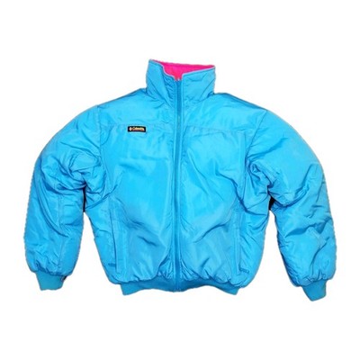 Vintage 80s 90s Columbia Reversible Down Ski Jacket Blue/ Hot Pink Womens Med