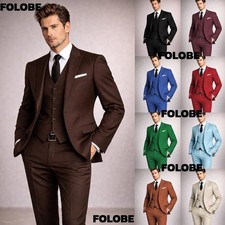 Peak Lapel Men's Suits 3Pcs Wedding Grooms Coat Formal Evening Business Jacket