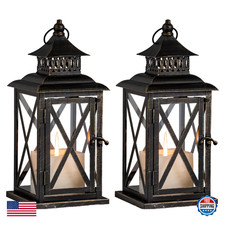 DECORKEY Lantern Decorative Indoor & Outdoor, 2 Pack Large Hanging Candle Lanter