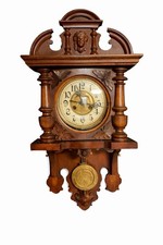 Antike Wanduhr Regulator Pendeluhr Holz geschnitzt – läuft & schlägt