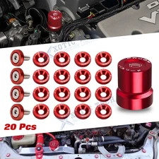 Red Washer Bolt Engine Bay Dress up Kit w/Solenoid Value Cap For Accord Civic