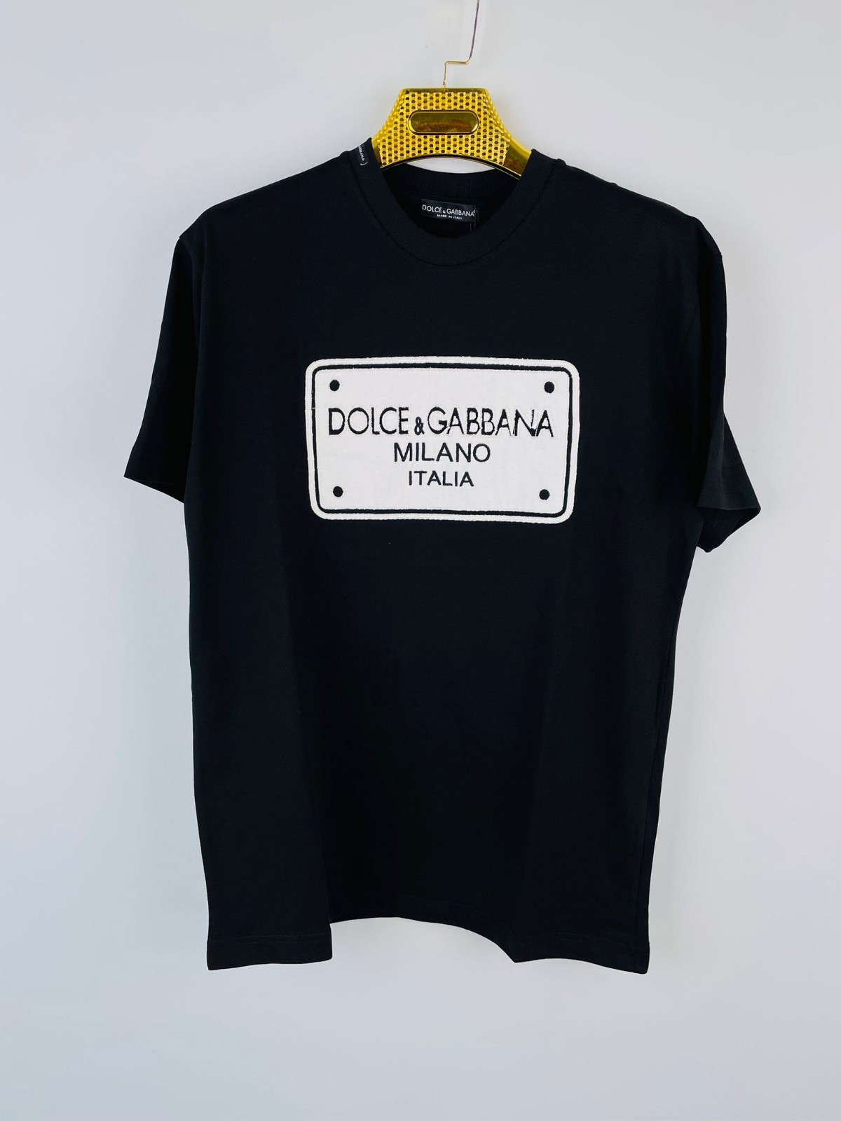 Dolce Gabbana Logo Patch  Embroidered Men's Cotton Black T Shirt Size : XL