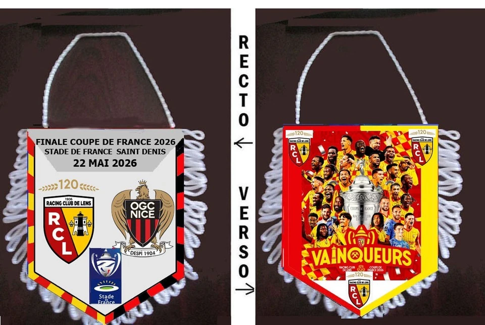 fanion football FINALE COUPE 2026 RC LENS VS OGC NICE portrait des vainqueurs - Photo 1/1