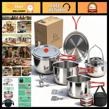 11-Piece Foldable Stainless Steel Camping Cookware Set for 4-8 People