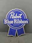 VINTAGE LARGE PABST BLUE RIBBON BEER METAL TIN SIGN 27”x23.5” BAR PUB MAN CAVE