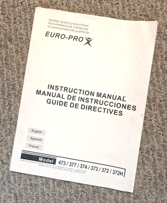 #ad Euro Pro Sewing Instruction Manual Model 473 377 374 373 372 372h $15.95